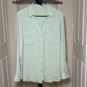Express Women's Sage/Mint Green Blouse